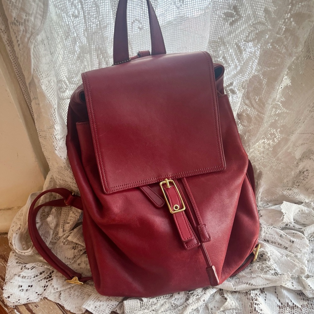 Vintage Coach Legacy West Hampton Red Leather Brass Hardware Backpack Classic